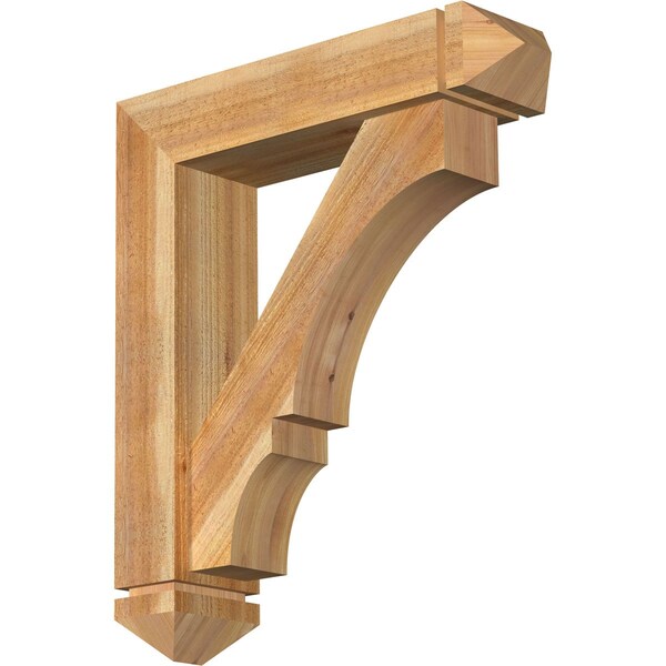 Ekena Millwork Balboa Arts and Crafts Rough Sawn Bracket w/ Offset Brace, Western Red Cedar, 6"W x 24"D x 28"H BKT0604X24X28BOA03RWR - main